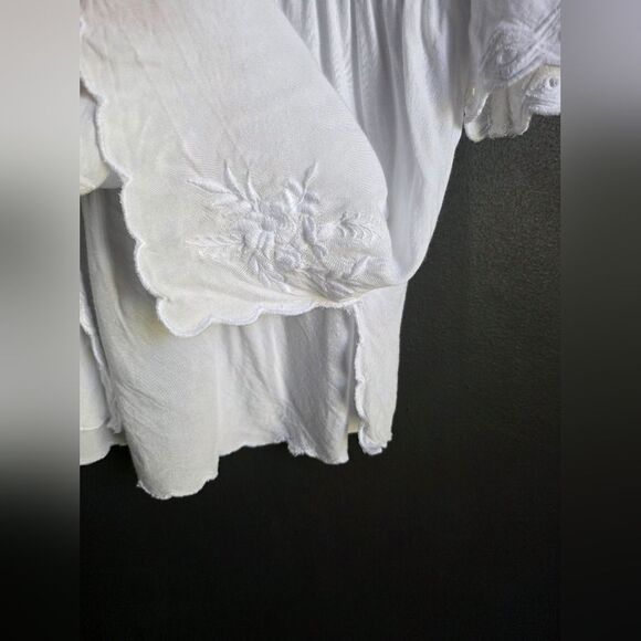 Soft Surroundings Icon Melissani Tunic White Embroidered Eyelet Size L Boho - Picture 9 of 14